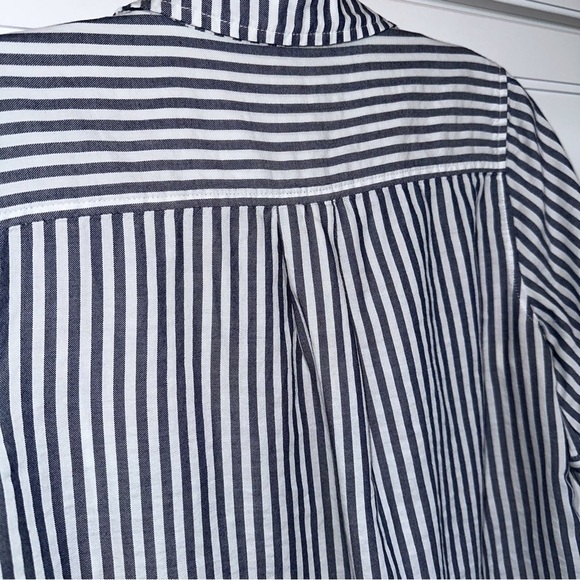 J. Crew Short Sleeve Button Up Shirt Size XS Striped Oversized Cotton Chambray - Picture 7 of 13